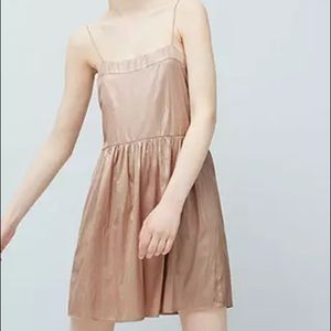 Mango Dusty Rose Metallic Mini Dress, Small, US 4